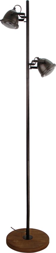 Chericoni Bella vloerlamp - 2 lichts - 153 cm hoog - GU10 - Zwart & Hout