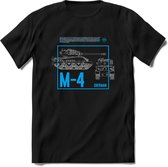 M4 Sherman leger T-Shirt | Unisex Army Tank Kleding | Dames / Heren Tanks ww2 shirt | Blueprint | Grappig bouwpakket Cadeau - Zwart - S