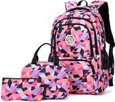 3-delige Rugzak Set - Zwart - Abstract - Schooltas - Rugzak Kind - Rugtas - Back to School Backpack