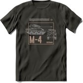 M4 Sherman leger T-Shirt | Unisex Army Tank Kleding | Dames / Heren Tanks ww2 shirt | Blueprint | Grappig bouwpakket Cadeau - Donker Grijs - M