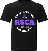 T-shirt Unisex – Voetbal – Anderlecht – RSCA – Est. 1908 – Zwart - Medium