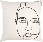 Mistral Home - Sierkussen - 45x45 cm - katoen - met rits en binnenkussen - katoen - Picasso face - Wit, zwart