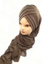 Instant kruise hijab, mooie bruine hoofddoek, hijab, sjaal, scarves.