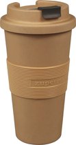 ZUPERZOZIAL - C-PLA, reisbeker, koffiebeker, coffee to go beker, TIME-OUT MUG large, toffee brown, bruin, 480ml