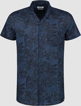 Hemd Resort shirt s/s Camo Leaves Voile Navy