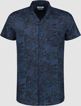 Hemd Resort shirt s/s Camo Leaves Voile Navy