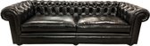 Ruime zwarte XL chesterfield 3,5 zits bank leer zwart leren Rossendale