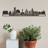Skyline Bunschoten-Spakenburg (mini) Zwart Mdf Wanddecoratie Voor Aan De Muur Met Tekst City Shapes