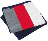 Fluwelen Strandlaken Gestreept – Donkerblauw/Rood - 90x180cm