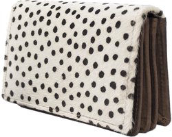 Leren Portemonnee Dames Lichtbruin Echt Leer Met Dierenprint – Klein Model - Dames Portemonnee Cognac Anti-Skim