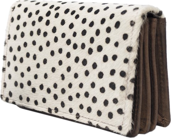 Portefeuille en cuir pour femme en Cuir véritable marron clair avec imprimé animal - Klein modèle - Portefeuille pour femme Cognac Anti-Skim