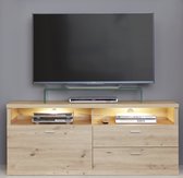 Echo TV-meubel 2 laden, 2 open vakken, 1 klep, incl. verlichting eiken decor.