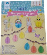 Paashangers honycomb hangers - Multicolor - Papier / Karton - 10 stuks - Pasen - Paashaas - Paasei - Lente - Decoratie - Versiering