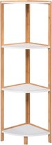 Kamyra® Bamboe Plankenkast - voor Woonkamer & Badkamer - Badkamerkasten, Kast, Boekenkast, Kasten - 30x30x115 cm - Wit