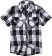 Urban Classics Overhemd -6XL- Checkshirt Halfsleeve Wit/Zwart