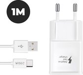 WISEQ Oplader voor Samsung inclusief USB C oplaadkabel - 1 meter - Smart Fast Charger - wit