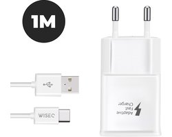 WiseQ Oplader geschikt voor iPhone 17, iPhone 16, iPhone 15 en Samsung - Inclusief USB C Oplaadkabel - 1 Meter - Wit
