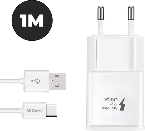 WISEQ Oplader voor Samsung inclusief USB C oplaadkabel - 1 meter - Smart Fast Charger - wit