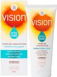 Vision Extra Care zonnebrandcrème SPF 30 in tube en doos. Langdurige zonbescherming, voeding en verzorging. 24 uur hydratatie, zijdezacht huidgevoel, waterbestendig.