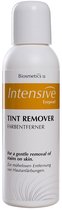 Biosmetics Intensive Tint Remover fles met witte dop. Tekst: FARBENTFERNER, for a gentle removal of stains on skin.