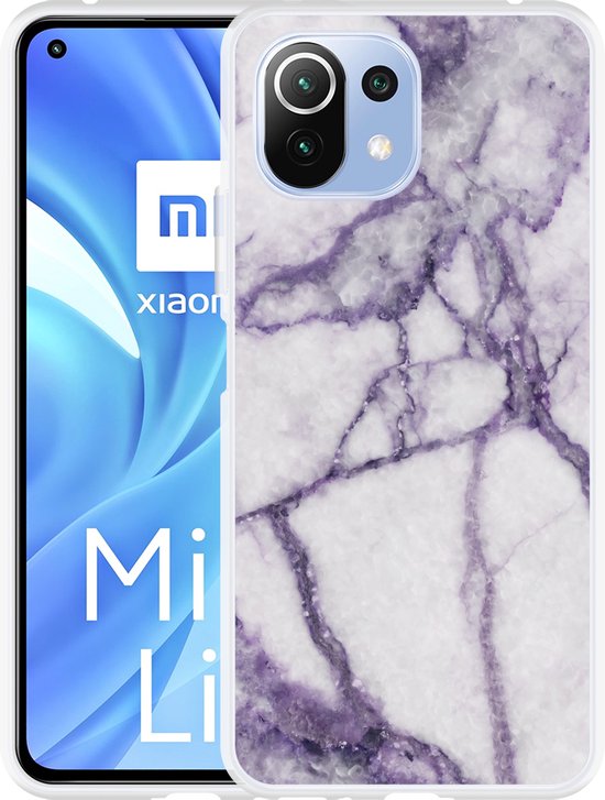XINYEXIN Trasparente Cover per Xiaomi Mi 11 Lite 4G / 5G / 5G NE, Custodia per Telefono Antiurto con Bordo Colorato, TPU+PC Bumper Crystal Clear Case - Viola