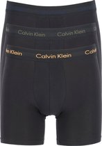 Calvin Klein Cotton Stretch boxer brief (3-pack) - heren boxers extra lang - zwart met zwarte tailleband met gekleurd logo -  Maat: XL