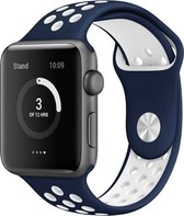 Mobigear Active Siliconen Bandje Geschikt voor Apple Watch Series 5 (44 mm) - Wit / Blauw
