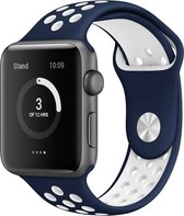 Mobigear Active Siliconen Bandje Geschikt voor Apple Watch Series 2 (42mm) - Wit / Blauw