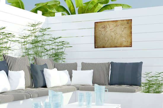 Décoration de Jardin Wereldkaart - Vintage - Marron - 40x30 cm