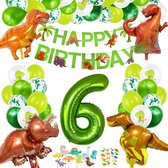 63-delig feestpakket dinosaurus - 30 stuks ballonnen - 6 jaar jongen - Dinosaurus thema feestje - Dino versiering - Dino feestartikelen - Dino slinger - Dino ballonnen - Dino kinde