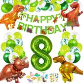 63-delig feestpakket dinosaurus - 30 stuks ballonnen - 8 jaar jongen - Dinosaurus thema feestje - Dino versiering - Dino feestartikelen - Dino slinger - Dino ballonnen - Dino kinde