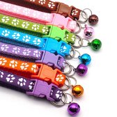 Jumada - Kattenhalsband - Met belletje - 19 / 32 cm - Katten bandje - Katten halsband - Verstelbaar- Roze