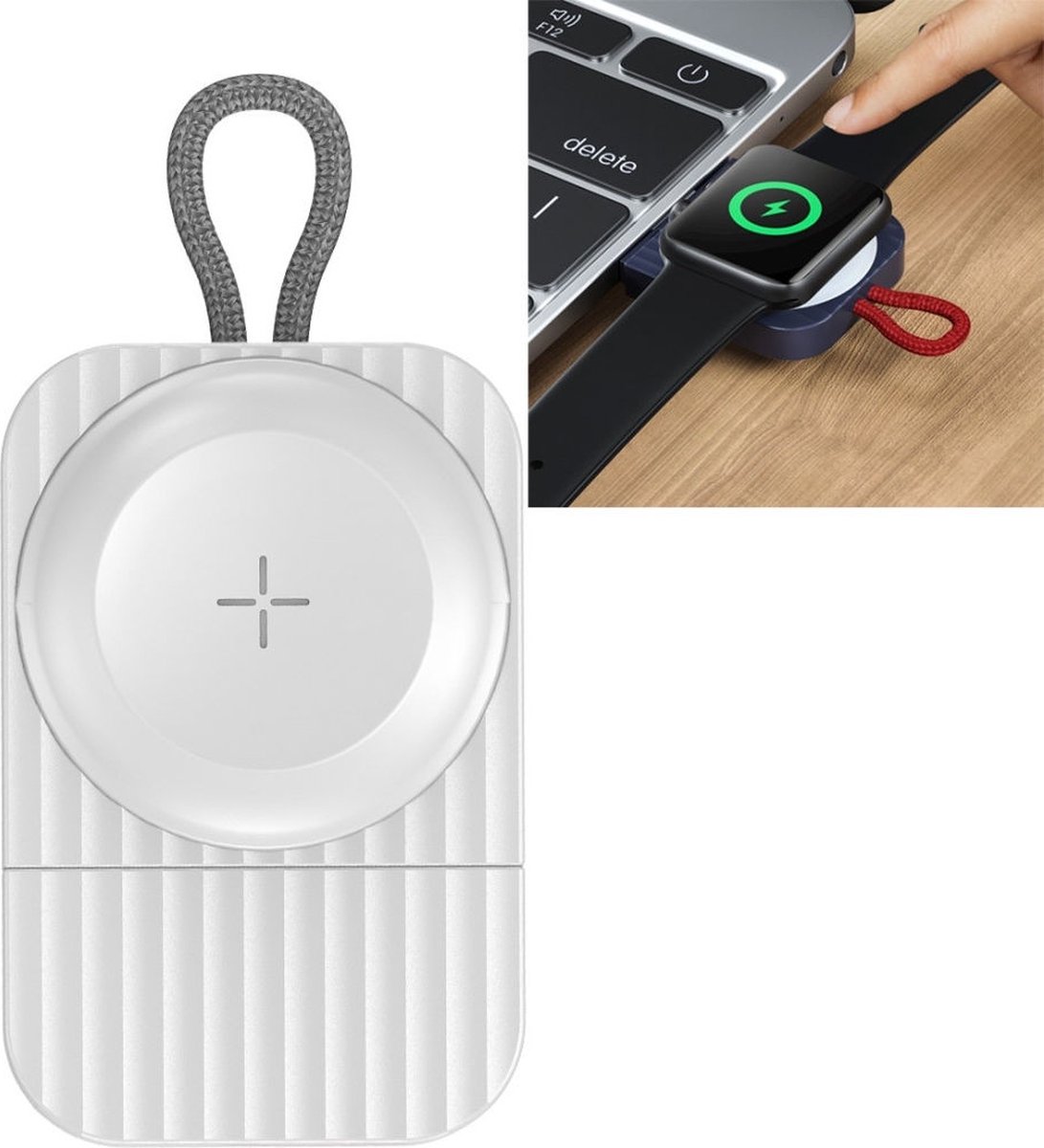 ROCK Compacte Magnetische USB-C Oplader Geschikt voor Apple Watch 2.5W Wit