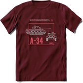 A34 Comet leger T-Shirt | Unisex Army Tank Kleding | Dames / Heren Tanks ww2 shirt | Blueprint | Grappig bouwpakket Cadeau - Burgundy - XL