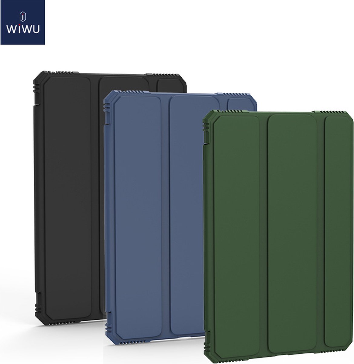WiWu - Tablet hoes geschikt voor iPad Air 10.9 2022 - Schokbestendige Tri-Fold Case met TPU frame - Alpha Smart Folio Case - Groen