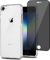 Hoesje voor iPhone SE 2022 + Screenprotector voor iPhone SE 2022 – Gehard Glas Cover - TPU Case Transparant