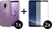 Samsung S9 Plus Hoesje - Samsung Galaxy S9 Plus hoesje siliconen case transparant - Full Cover - 2x Samsung Galaxy S9 Plus Screenprotector