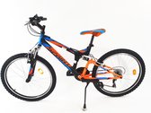 Sprint Element - Mountainbike 24 inch - Fiets met 18 versnellingen Shimano - Kinderfiets - Zwart/Oranje - Framemaat: 39 cm - BK22SI8711 R12