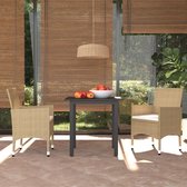 3-delige Tuinset met kussens poly rattan beige