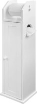 SoBuy FRG135-W Toiletpapierhouder staand, Toiletrolhouder Vrijstaand Badkamermeubel Toiletborstel Wit