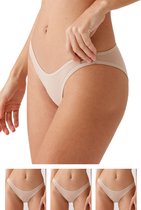 Viuma Vrouw Beige 203523 Damesslip Katoenen Brief Ondergoed Dagelijks Comfort Set van 3