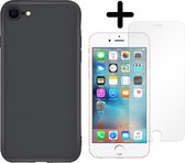 Fooniq Silicone Hoesje Zwart + Screenprotector - Geschikt Voor Apple iPhone 7/8/SE 2020