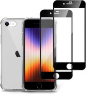 iPhone SE 2022 Hoesje + 2x iPhone SE 2022 Screenprotector – Full Screen Tempered Glass -Extreme Shock Case Transparant