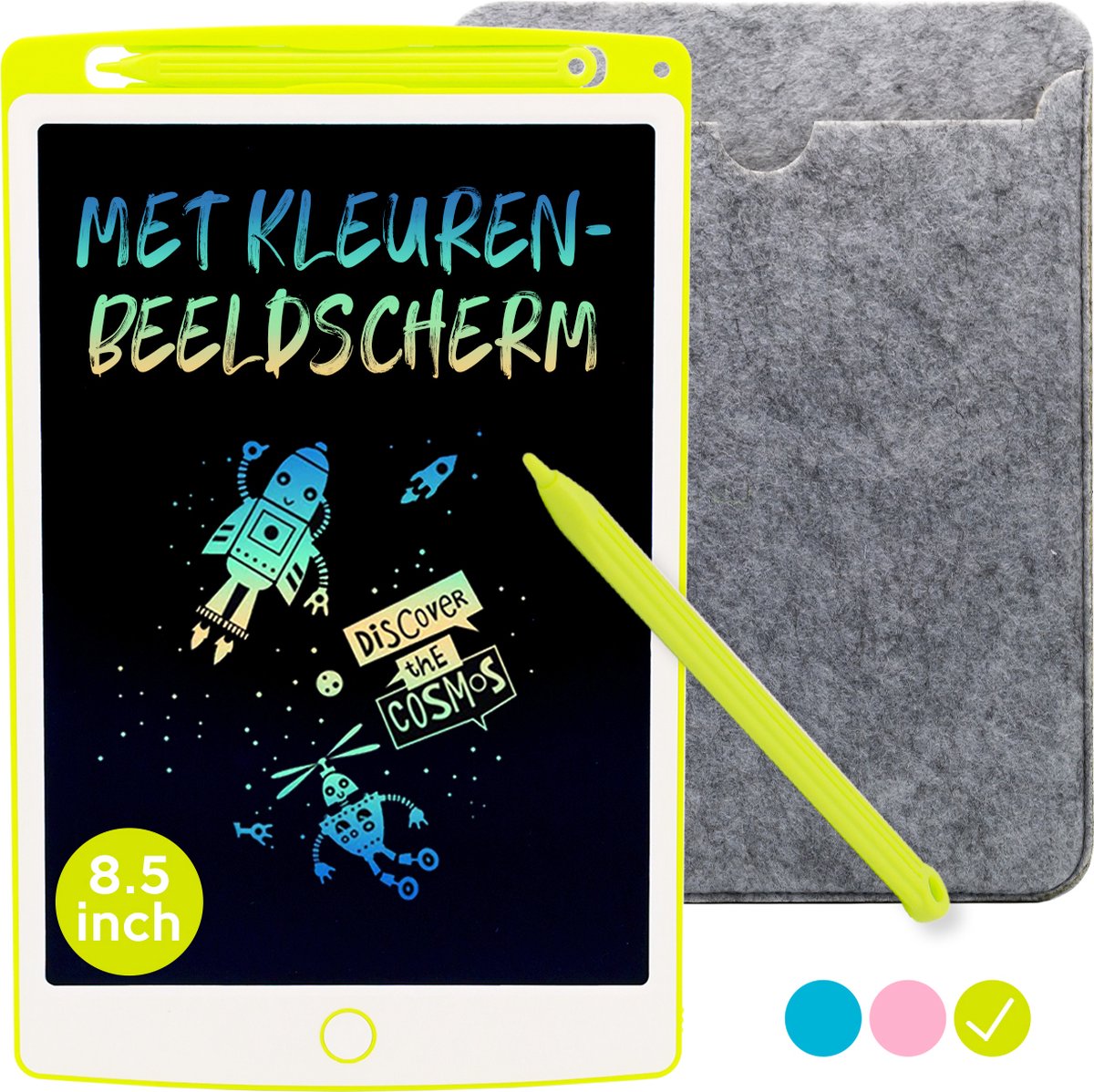 LCD Tekentablet Kinderen "Groen" 8.5 inch - Kleurenscherm - Writing Tablet - Notitiebord - Educatief Speelgoed - Tekenblok Kinderen