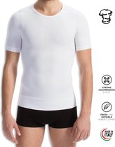 Heren figuur corrigerend T-shirt  - Farmacell - Kleur wit - L - Sterke compressie rond buik, borst en rug - Shapeshirts