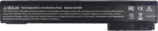 SOLIDE - Batterie Compatible pour HP Elitebook 8460W / 8760W / 8770W - 14.4 V 4400mAh - P/N: 8570W