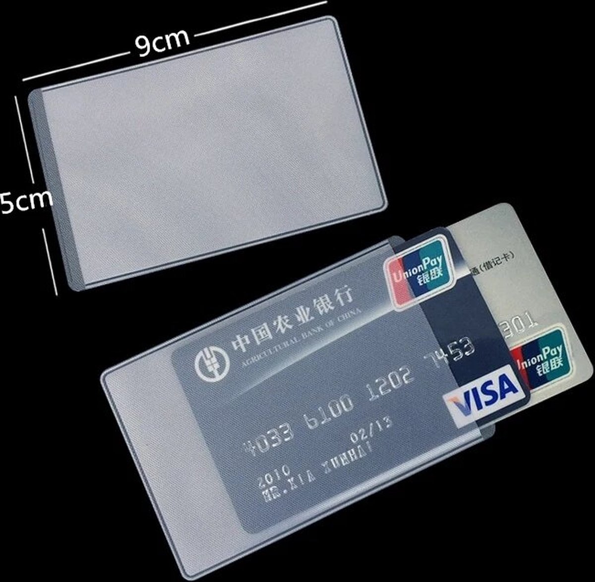 Lot de 6 protège-cartes 10,2 x 7,6 cm en vinyle transparent avec lanière  pour carte d'identité de style horizontal transparent double face  transparent (vert foncé)