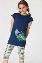 Woody pyjama dames - krokodil - donkerblauw - 221-1-POS-S/874 - maat M