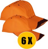Baseballcap Luxe - 6 Stuks - De Snuffelaar®  - Verstelbaar - Ventilatie gaten - Oranje/Zwart - Koninsdag