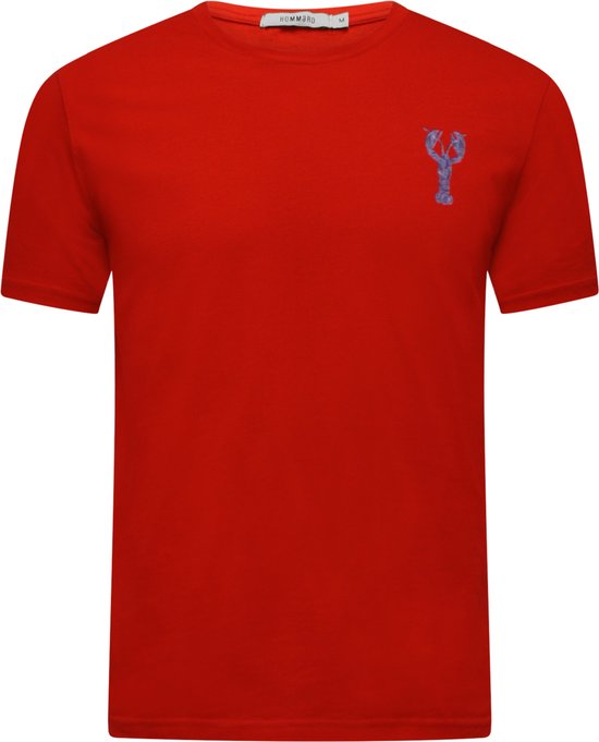 T-Shirt Hommard Rouge avec Petit Homard Bleu Paisley Large